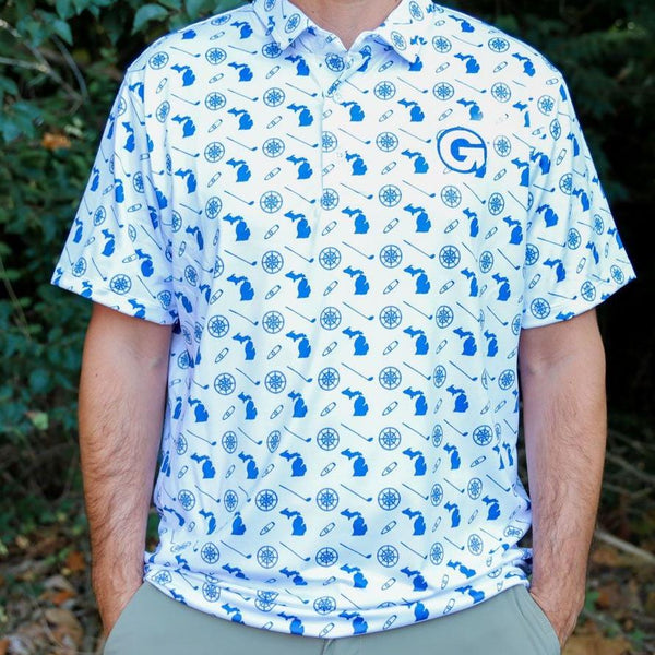 GO Golf Polo - Michigan Golf Print