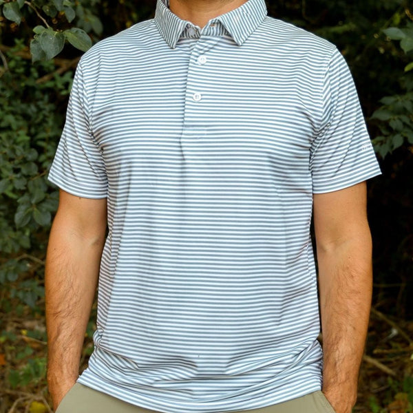 GO Golf Polo - Light Grey Stripes