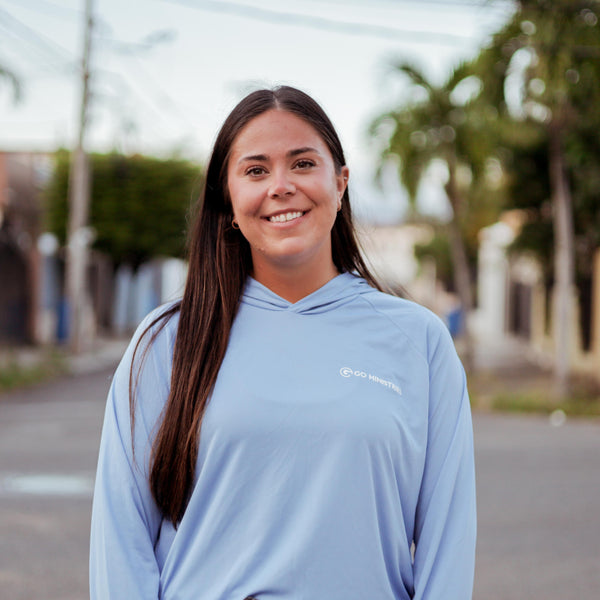 GO Ministries Hooded Sun Shirt – Light Blue