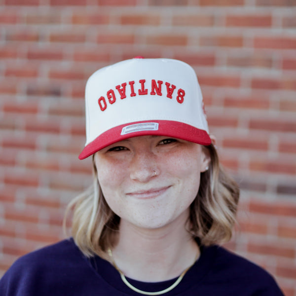 Santiago Hat – Ivory & Red